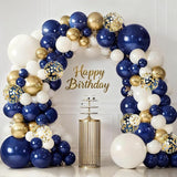 Blue and Gold Balloons Arch Kit, Navy Dark Blue Latex Balloon Arch