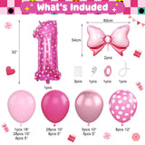 Pink 1st Birthday Balloons Decorations, Hot Pink Rose Polka Dots