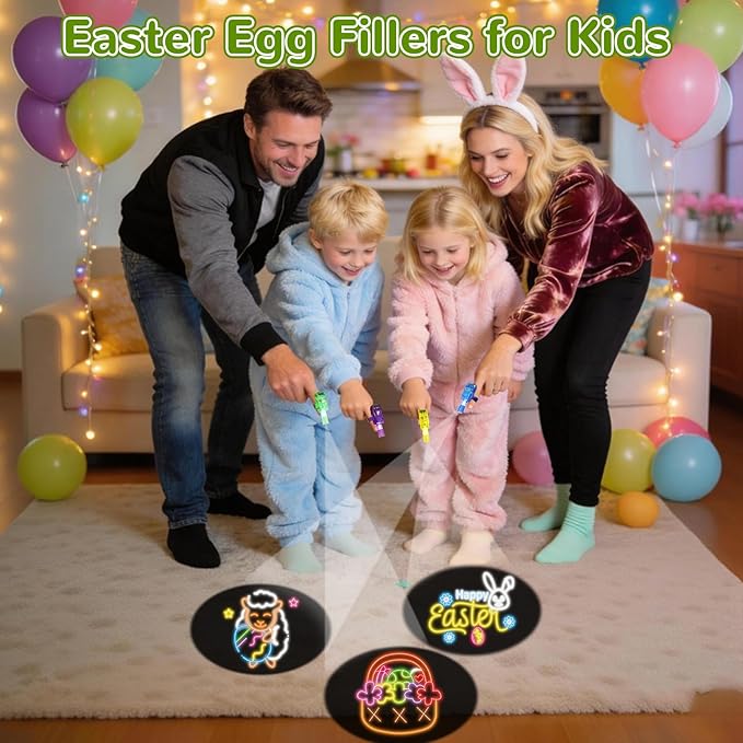 36 Pcs Prefilled Easter Eggs with Light up Finger Lights Toys Easter