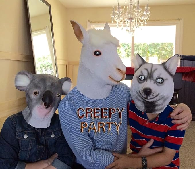 CreepyParty Alpaca Mask - Animal Halloween Costume for Parties,