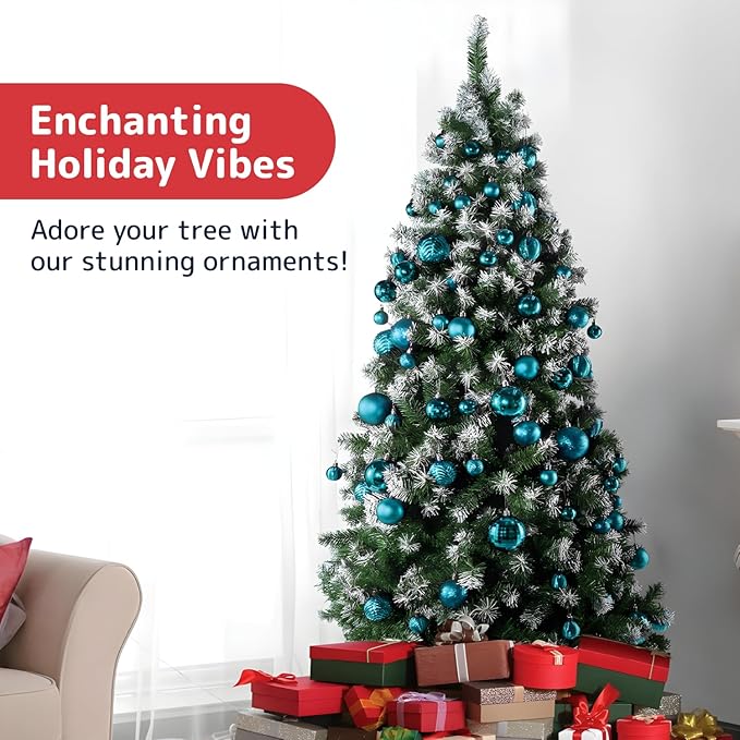 Prextex 36 Piece Christmas Ornaments Set - Acid Blue Christmas Tree