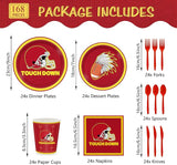 168pcs Red Football Party Supplies Touch Down Plates Napkins