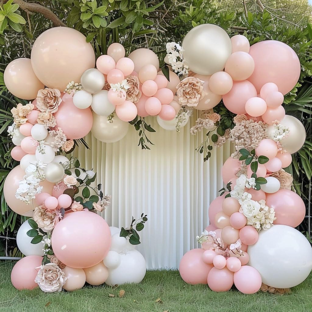 Pastel Pink Balloon Garland Double Stuffed Baby Pink Balloons Arch