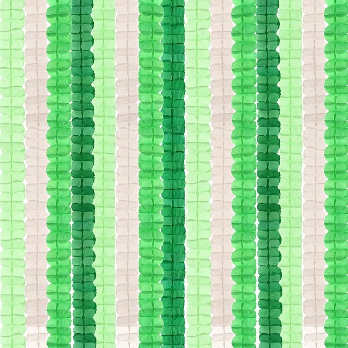Green-White Party Decorations Streamers Garland - 157Ft Four-Leaf