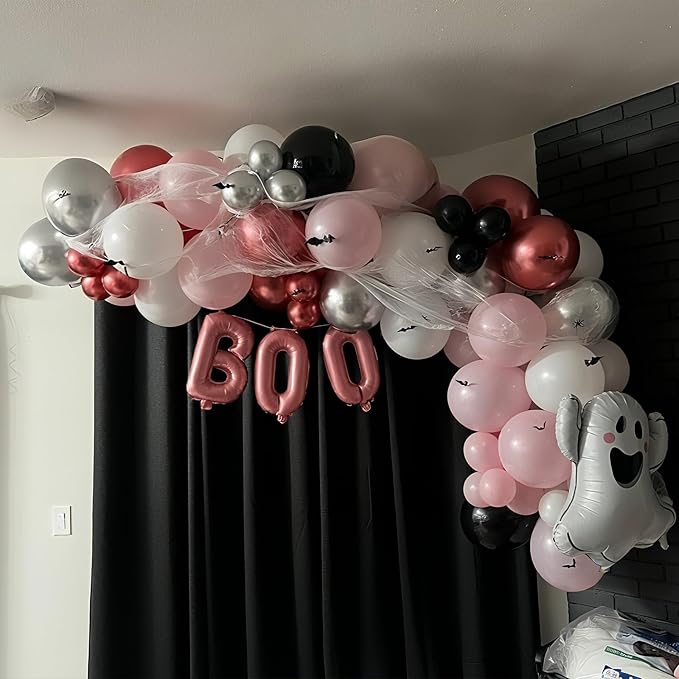 Halloween Balloons Arch Kit Pink and Black Balloons Garland with