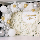 Silver Balloon,145pcs Latex Metallic Silver Balloons Arch Kit