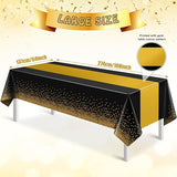 1Pcs Black and Gold Tablecloth Party Decorations,Plastic Black Table