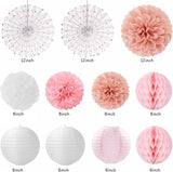 Pink White Rose Gold Birthday Party Decorations 21pcs Happy Banner