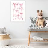 Pnsoien Trendy Pink Bow Ties Posters Preppy Chinoiserie Coquette Room