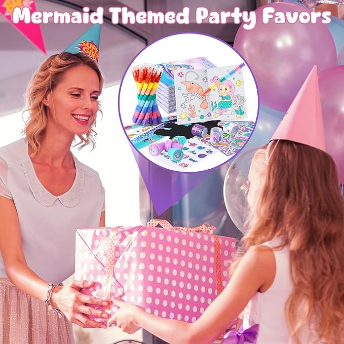 96Pcs Mermaid Party Favors Little Mermaid Coloring Books Crayon
