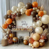 Burnt Orange Brown Balloon Arch Kit, Double Stuffed Tan Coffee Pearl