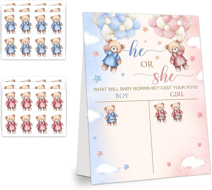 LNOKRIM Gender Reveal Party Games, Teddy Theme Baby Gender Reveal
