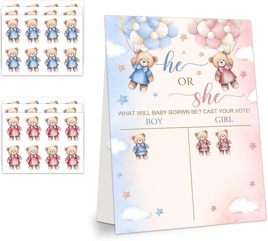 LNOKRIM Gender Reveal Party Games, Teddy Theme Baby Gender Reveal