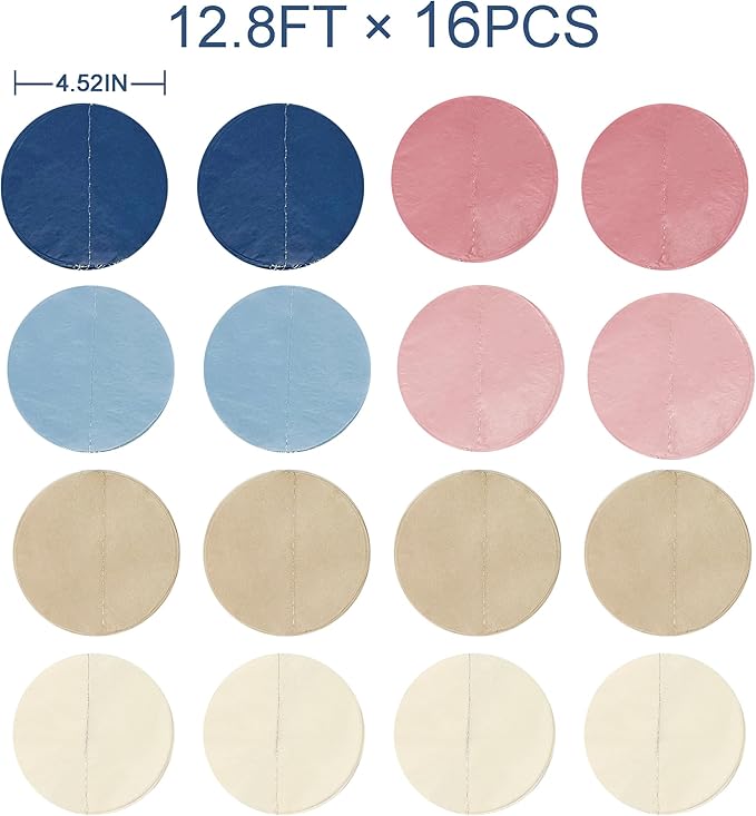 205 Ft Dusty Rose Pink Blue Khaki Beige Circle Dot Backdrop Garland