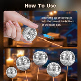 28 Pcs Disco Ball Cake Topper Retro 1970s Disco Ball Cupcake Toppers