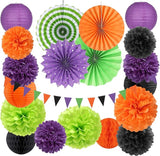 Black Purple Orange Green Halloween Party Decorations 20pcs Paper