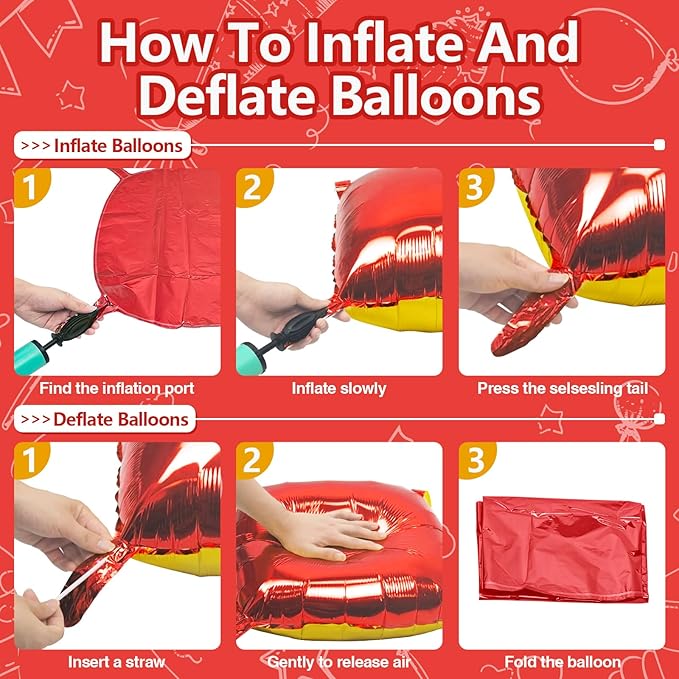 25PCS Christmas Balloons Red Gold Square Foil Balloons Wall Backdrop