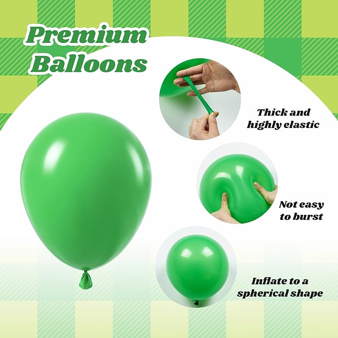 60pcs 12inch Green and Black Balloons, Black White Lime Green