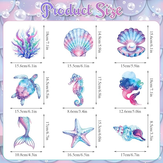 Mermaid Hanging Swirls, 36Pcs Mermaid Ceiling Streamers Sea Creature