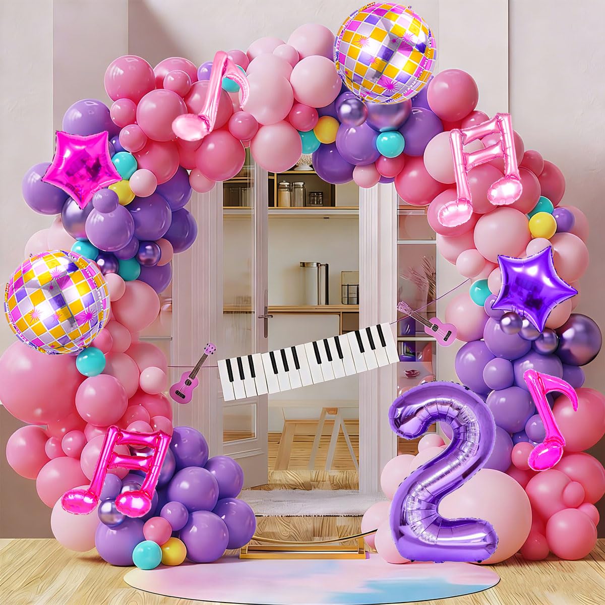9Pcs Kpop Birthday Decorations - Kpop Music Balloons Hot Pink Mus 2