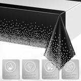 1Pcs Black Silver Tablecloth Party Decorations,Plastic Black Table