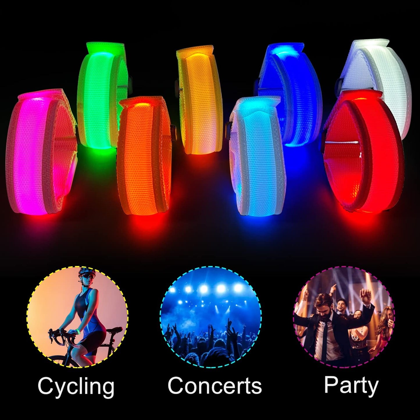 M.best 8pcs LED Light Up Bracelets Glow Flashing Wristbands Glow in