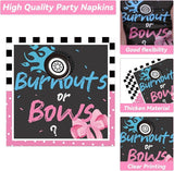 50 Guests Burnouts or Bows Gender Reveal Plates and Napkins Party