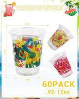 60 Pack Hawaiian Party Luau Tiki Cups 12 oz Disposable Plastic Cups