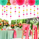Mint Blush Hot Pink Gold Party Decorations 30pcs Tissue Pom Poms