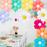 EUVBOKW Daisy Flower Balloons,10 Pcs Colorful Foil Daisy Balloons for