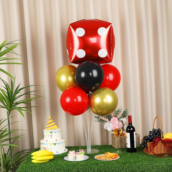Casino Party Balloons Stand Kit 2 Sets with 2 Dice Foil Balloons