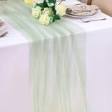 Snowkingdom Sage Green Table Runner, 10 FT Sheer Tulle Cheesecloth