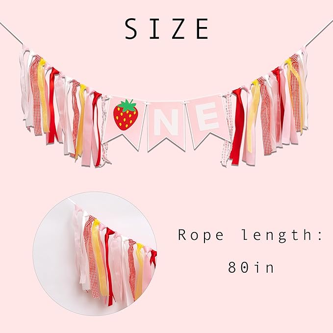 Strawberry First Birthday High Chair Banner Berry Themed Party Decor
