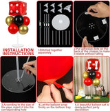Casino Party Balloons Stand Kit 2 Sets with 2 Dice Foil Balloons