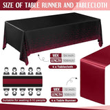 Breling 8 Pack Black and Maroon Disposable Plastic Tablecloths and