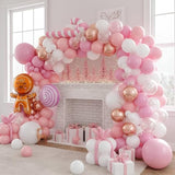 Pink Christmas Balloon Arch Kit Pearl White Pink Rose Gold Balloons