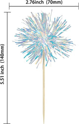 Gyufise 30Pcs Foil Firework Cupcake Toppers Sparkle Tinsel Cake #21