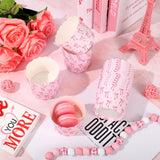 JarThenaAMCS 100Pcs Pink Bow Paper Baking Cups Bowknot Cupcake