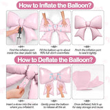 Biapian 6 Pcs Pink Bow Balloons, 38 Inch Giant Bow Foil Balloons,