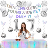 34pcs Dancing Queen Party Decorations 17,Dancing Queen Banner,Silver