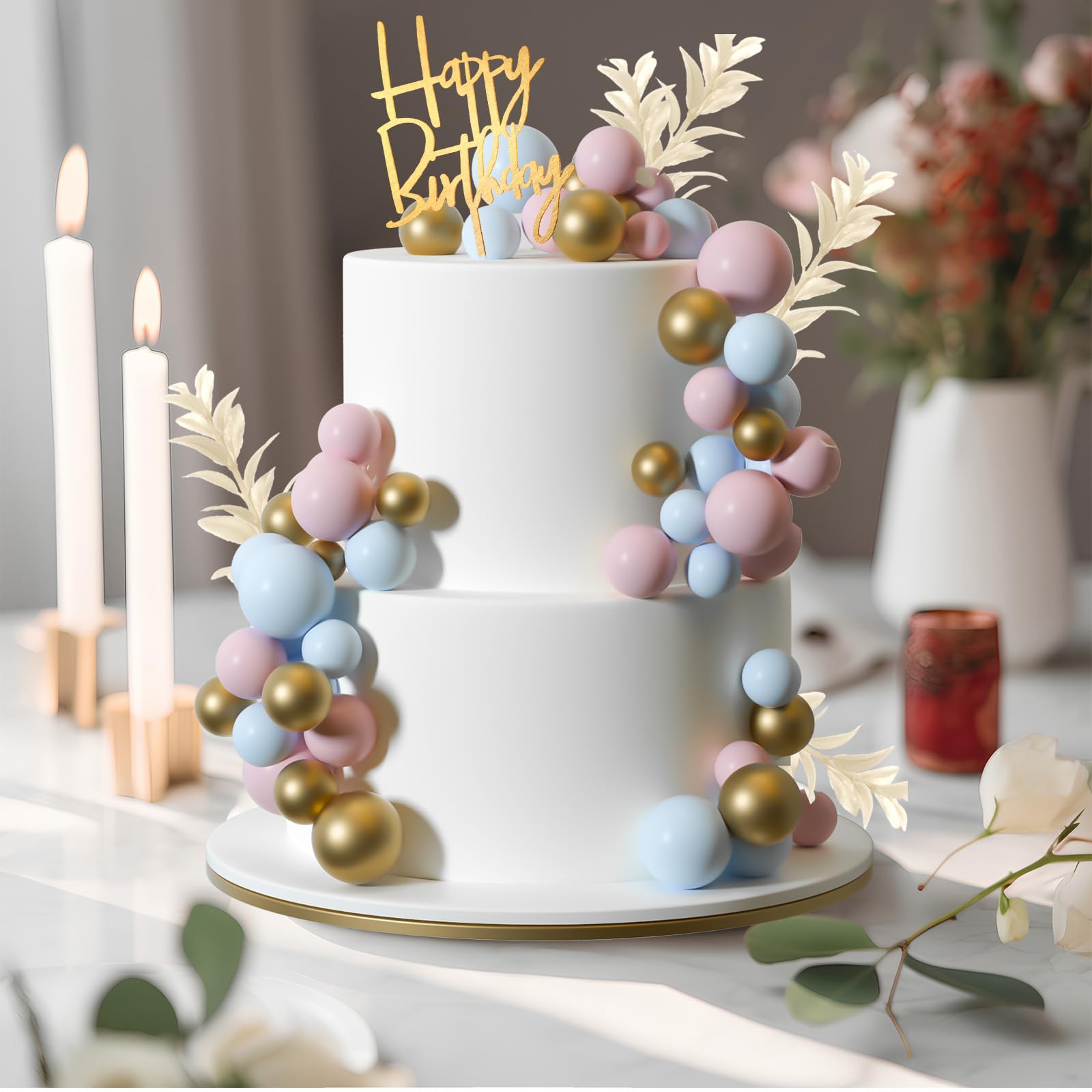 MIAHART Ball Cake Toppers Boho Grass Cake Topper Ball Cake Insert