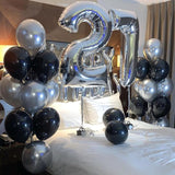Black and Metallic Silver Balloons, 50PCS Black and Silver Balloons