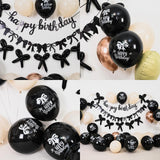 Black Gold Sand White Bow Birthday Decorations, Coquette Party Decor
