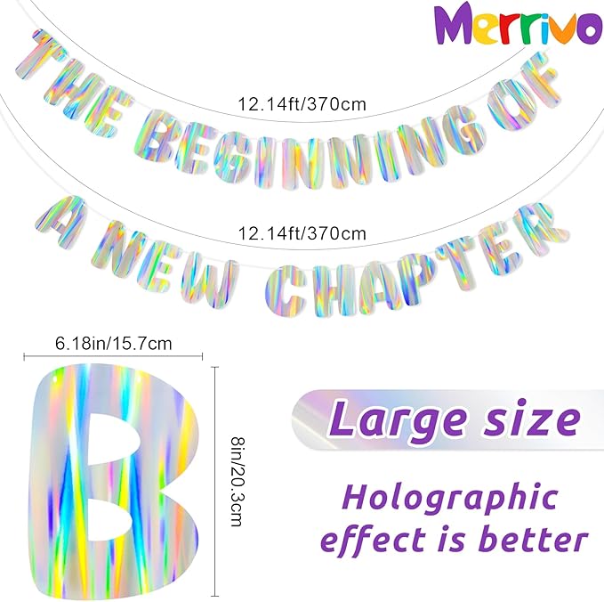 Iridescent The Beginning of a New Chapter Banner, Holographic