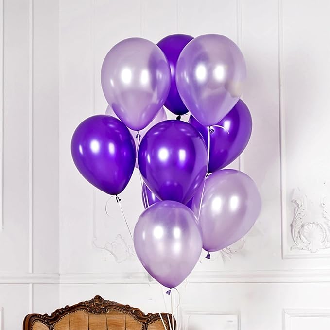 Togvu Purple Balloons, 60 Packs 12 Inch Metallic Chrome Pearl Macaron