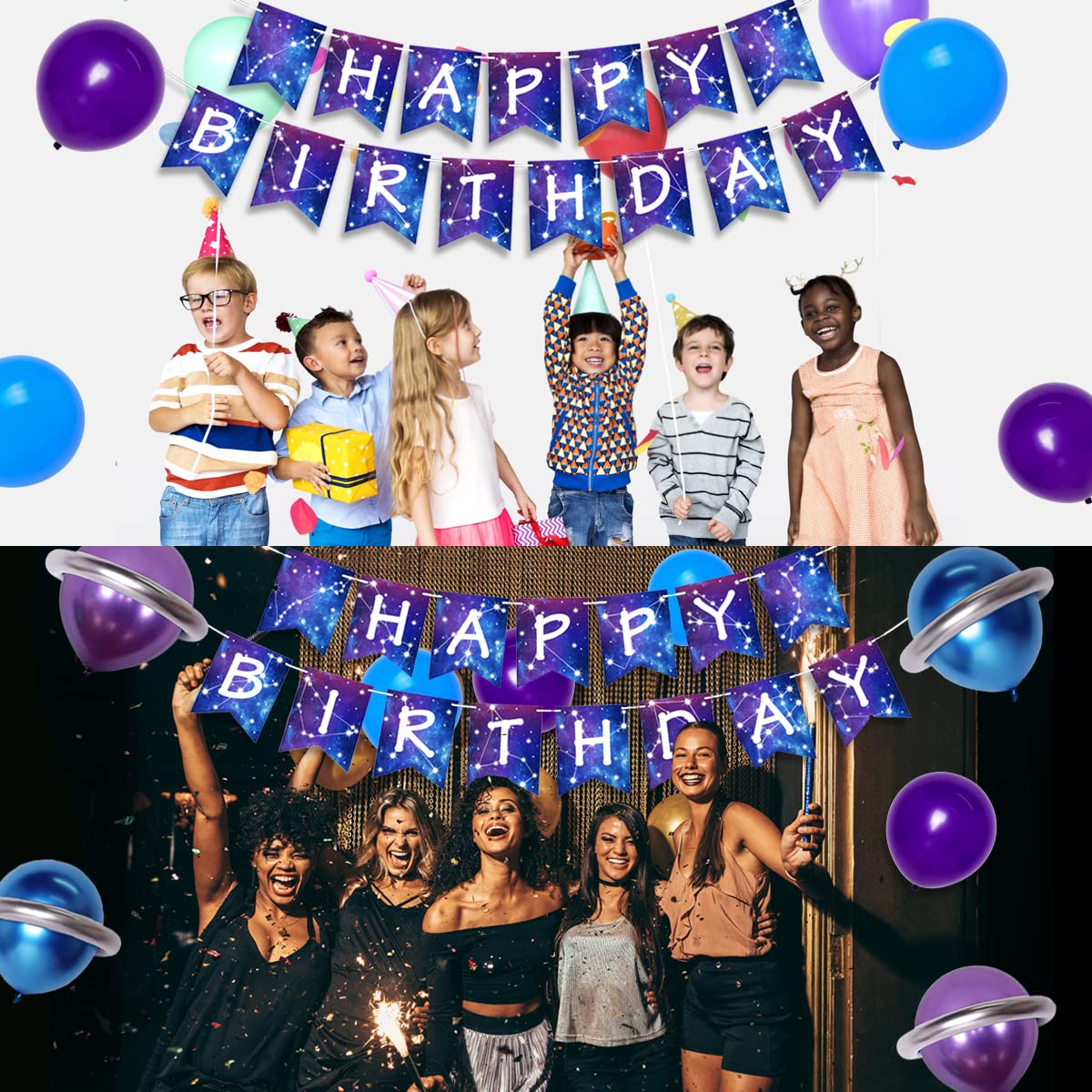 Galaxy Birthday Decorations Galaxy Happy Birthday Banner Space