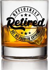 Retirement Gifts for Men Funny Whiskey Glass ‘Officially Retired Not