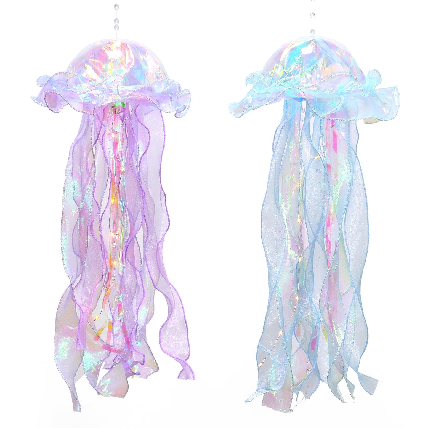 Glitter Iridescent Jellyfish Hanging Decor Blue Purple Jellyfish Kit