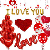 Valentines Day Decorations with Red Heart Balloons and Love Balloon