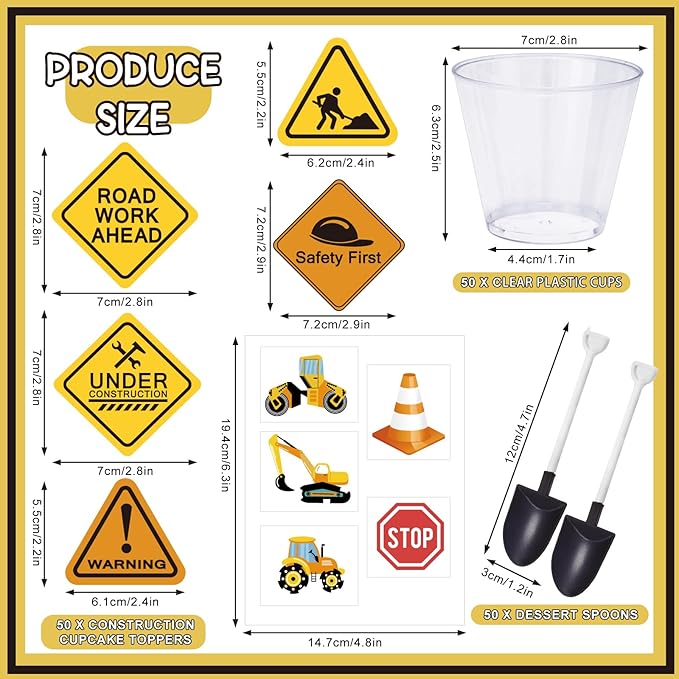 200Pcs Construction Party Supplies 50 Plastic Shovel Shape Novelty